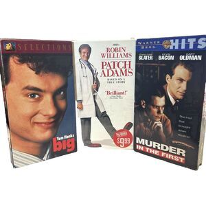 VHS Lot Of 3 "Big" VHS tape w/ Tom Hanks, Patch Adams, Murder In The First Bacon
